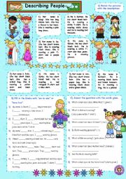 English Worksheet: Describing People