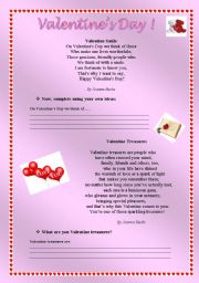 English Worksheet: Valentines Day Poems
