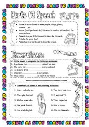 English Worksheet: Parts Of Speech ( Part 1 )