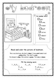 English Worksheet: My bedroom