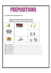 English worksheet: PREPOSITIONS