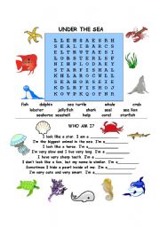 English Worksheet: UNDER THE SEA- PUZZLE