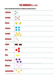 English Worksheet: THE NUMBERS (0-20)