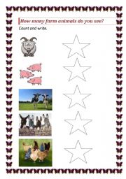 English worksheet: Count Farm Animals