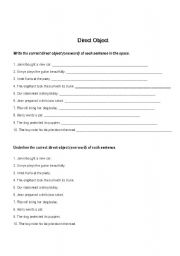 English worksheet: Direct Object