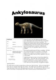 English worksheet: Ankylosaurus
