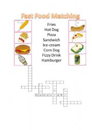 English Worksheet: Fast Food Matching
