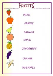 English Worksheet:  FRUITS