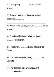 English worksheet: excercise