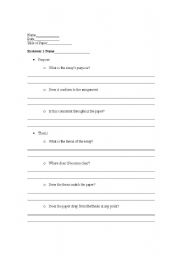 English worksheet: peer review