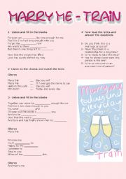 English Worksheet: Marry Me by Train