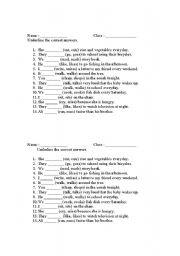English Worksheet: The simple present tense