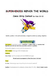 English Worksheet: SUPERHEROES COMIC STRIP CONTEST