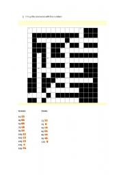 English worksheet: Numbers crossword