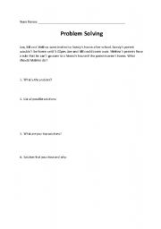 English Worksheet: Problem Solving Activity