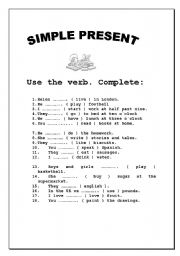 English Worksheet: Simple present