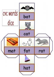 English Worksheet: CVC words dice