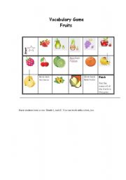English worksheet: Fruit game 