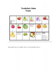 English Worksheet: Fruit game 