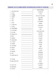 English Worksheet: SYNONYMS 4