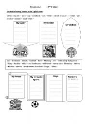 English Worksheet: clothes/school/family