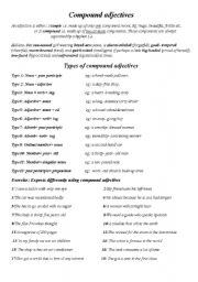 English Worksheet: compound adjectives