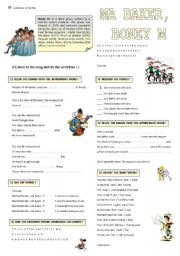 English Worksheet: MA  BAKER, Boney M ( part 1 )