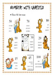 English Worksheet: numbers with garfield