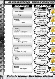 English worksheet: amazing words