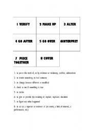 English worksheet: Verbs match (talking about story)