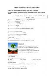 English Worksheet: Song: Yellow Lemon Tree (by Fools Garden)