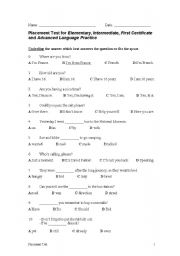 English Worksheet: entry test