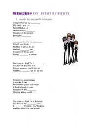 English Worksheet: Song: Imagine by John Lennon