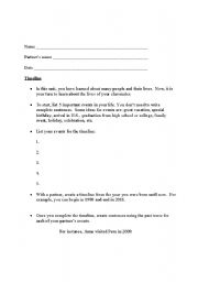 English Worksheet:  Past Tense timeline