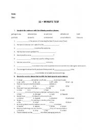 English worksheet: 15 minut test