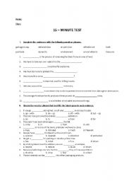 English Worksheet: 15 minut test