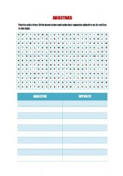 English Worksheet: ADJECTIVES WORDSEARCH