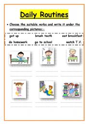 English Worksheet: daily routines