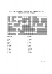 English Worksheet: Participle Crossword Puzzle