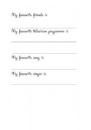 English worksheet: my favourite things