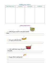 English worksheet: make your menu.