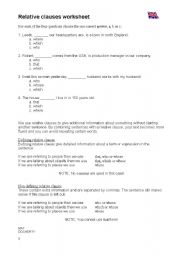 English Worksheet: Relative clauses