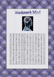 English Worksheet: Wordsearch Mind
