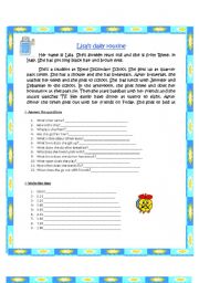 English Worksheet: lisas daily routine