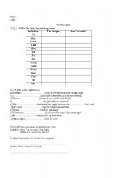 English Worksheet: past tense test