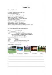 English Worksheet: Was and Were 