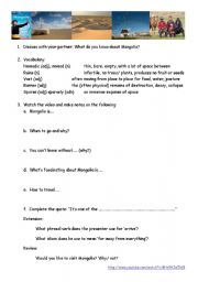 English Worksheet: Mongolia Lonely Planet Video