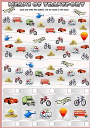 English Worksheet: MEANS OF TRANSPORT - HOW MANY ARE THERE?