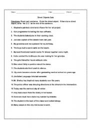 English Worksheet: Direct Objects Quiz