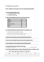 English Worksheet: listening comprehension